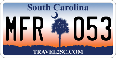 SC license plate MFR053