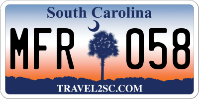SC license plate MFR058
