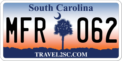SC license plate MFR062