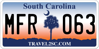 SC license plate MFR063