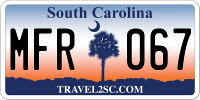 SC license plate MFR067