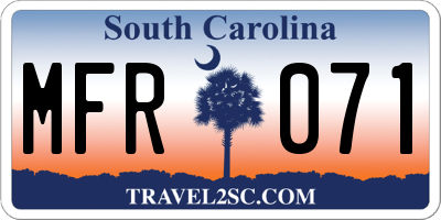 SC license plate MFR071
