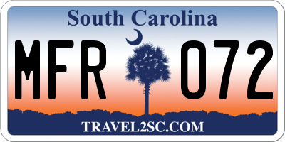SC license plate MFR072