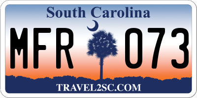 SC license plate MFR073