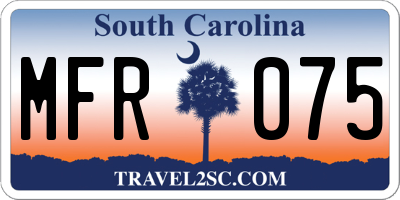 SC license plate MFR075