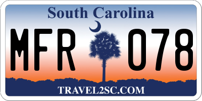 SC license plate MFR078