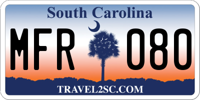 SC license plate MFR080