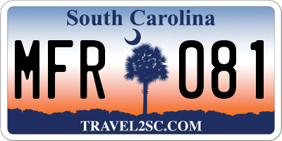 SC license plate MFR081