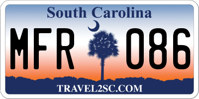 SC license plate MFR086