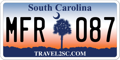 SC license plate MFR087
