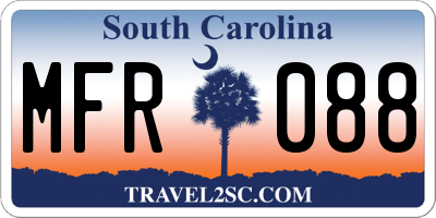SC license plate MFR088