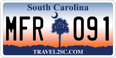 SC license plate MFR091