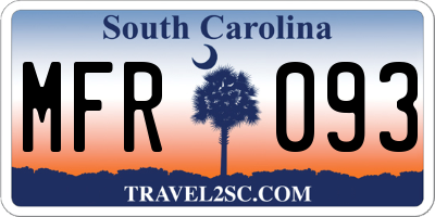 SC license plate MFR093