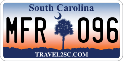 SC license plate MFR096