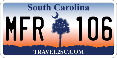 SC license plate MFR106