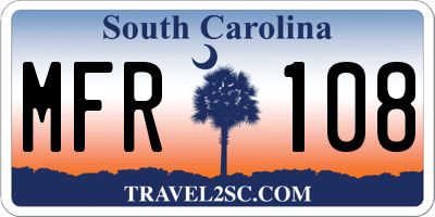SC license plate MFR108