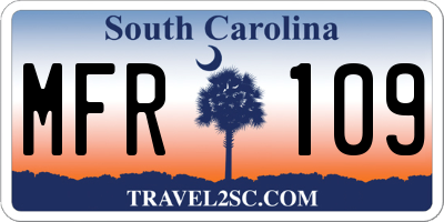 SC license plate MFR109