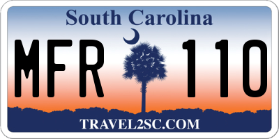 SC license plate MFR110