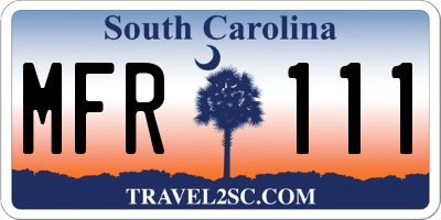 SC license plate MFR111