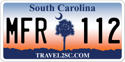 SC license plate MFR112