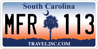 SC license plate MFR113