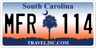 SC license plate MFR114