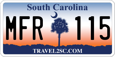 SC license plate MFR115