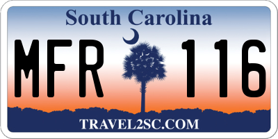 SC license plate MFR116
