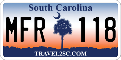 SC license plate MFR118
