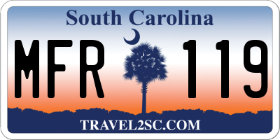 SC license plate MFR119
