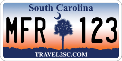SC license plate MFR123