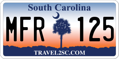 SC license plate MFR125