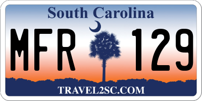 SC license plate MFR129