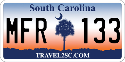 SC license plate MFR133
