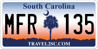 SC license plate MFR135