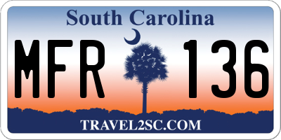 SC license plate MFR136