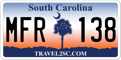 SC license plate MFR138