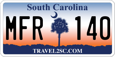 SC license plate MFR140