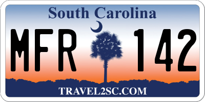 SC license plate MFR142
