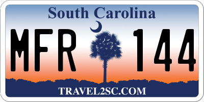 SC license plate MFR144