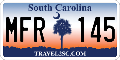 SC license plate MFR145