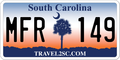 SC license plate MFR149
