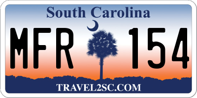 SC license plate MFR154