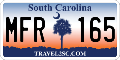 SC license plate MFR165