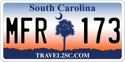 SC license plate MFR173
