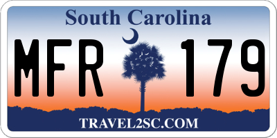SC license plate MFR179