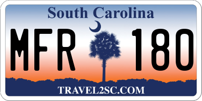 SC license plate MFR180
