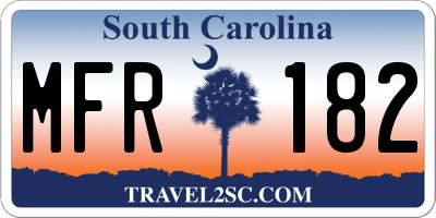 SC license plate MFR182