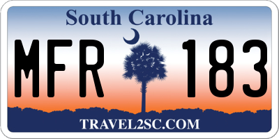 SC license plate MFR183
