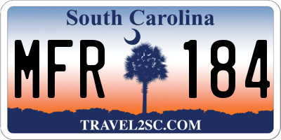 SC license plate MFR184
